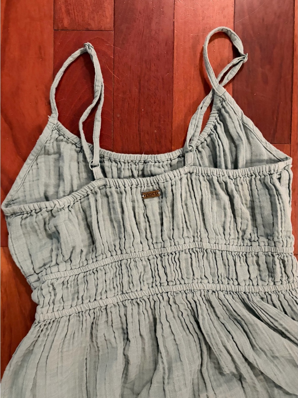 Pact Coastal Double Gauze Cami Maxi Dress Blue Green Size Medium - Picture 8 of 14